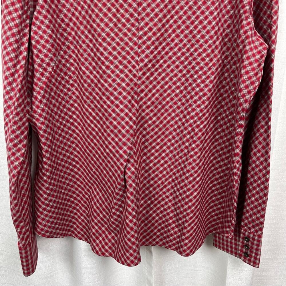 Pendleton Red Plaid Ruffle Collar Long Sleeve Button Up Blouse Sz.18 - Picture 10 of 12